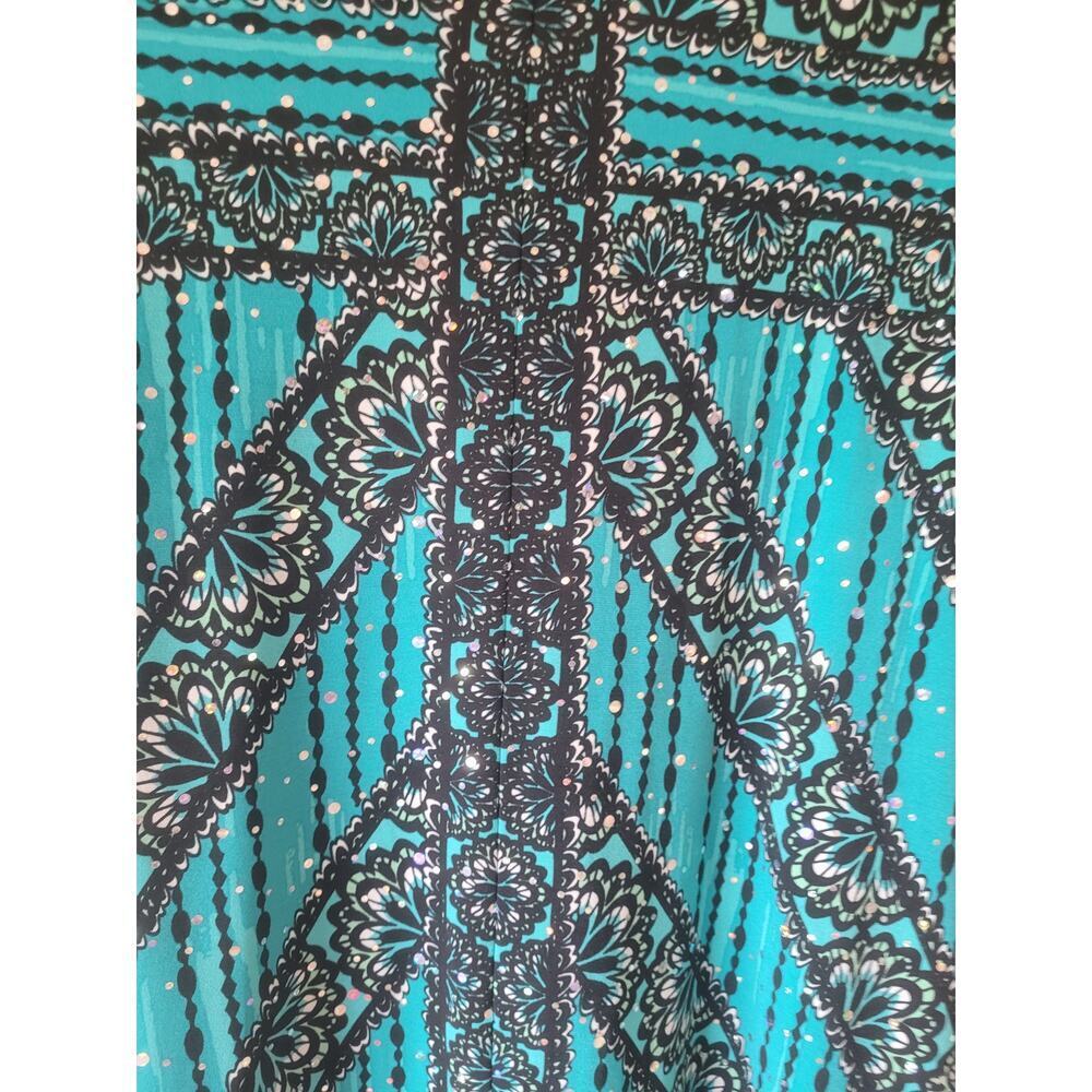 Bob Mackie Blouse Green/Black Sparkle Loose Fit New Sz M - Picture 4 of 10